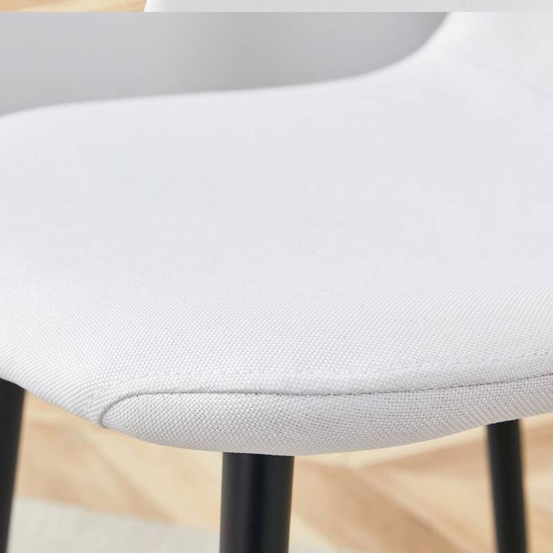 Modern Dining Chairs Set of 4, Linen-Cotton Chair with Metal Legs