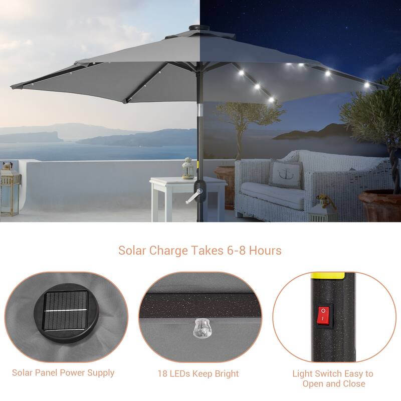 LIVOOSUN Patio 7.5 Feet Market Solar LED Light Umbrella