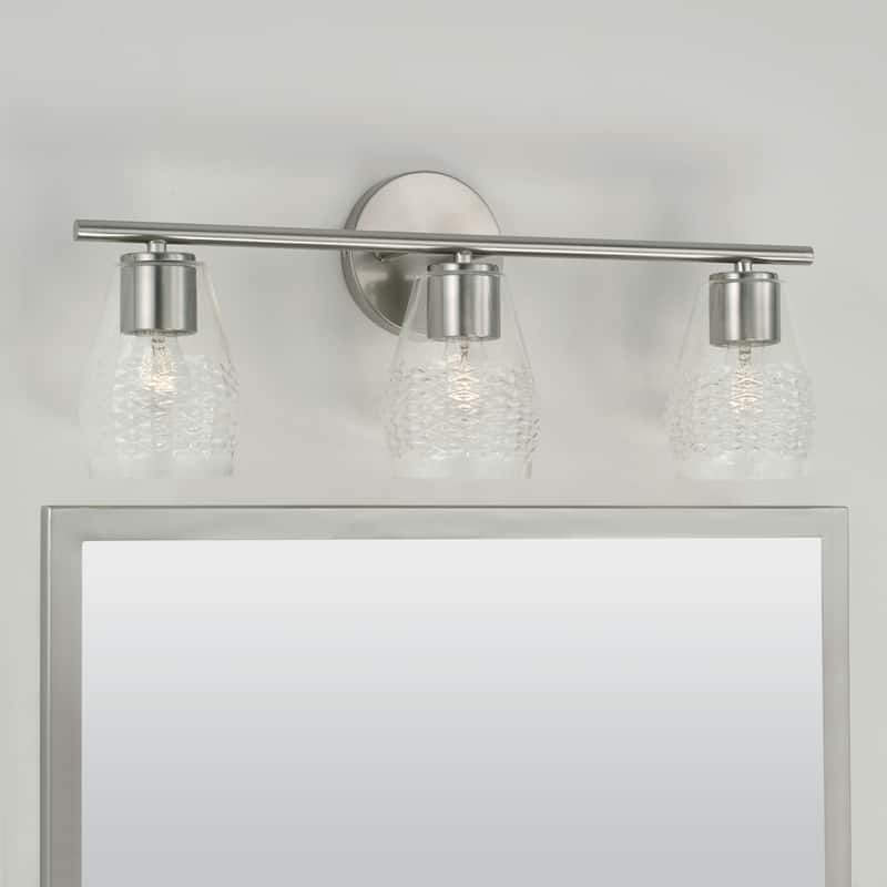 Dena 3-light Bath/ Vanity Fixture w/ Diamond Embossed Glass