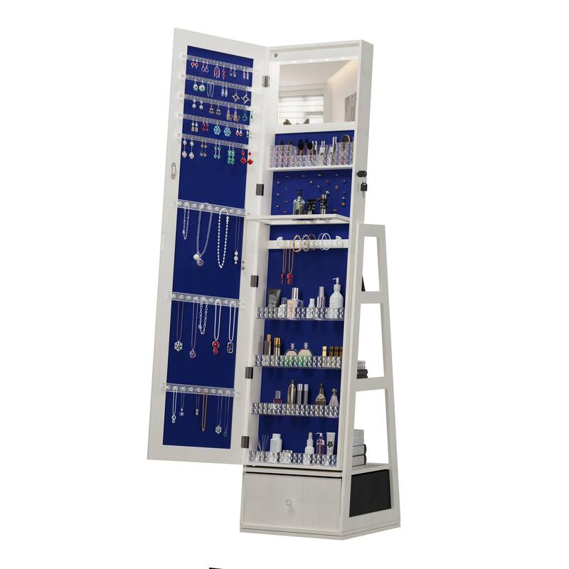 360°Swivel Jewelry Cabinet with Full Length Mirror