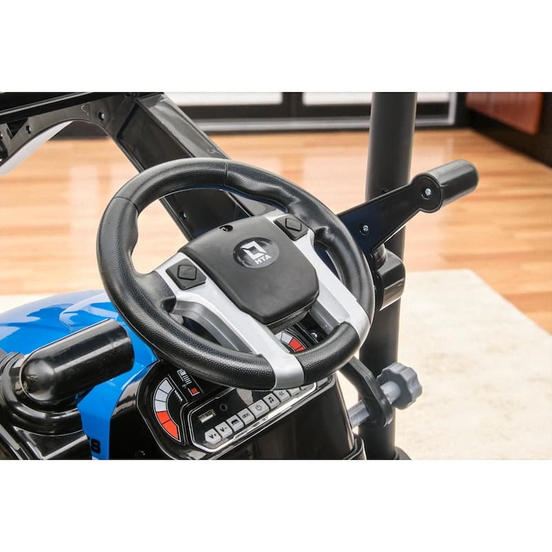24V Kids Ride On Tractor with Remote Control, Electric Pedal Car with Trailer, Working Loader & Backhoe Digger