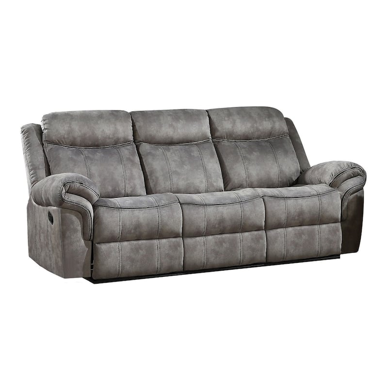 HomeRoots 87" Gray Velvet Reclining USB Sofa With Black Legs - 87