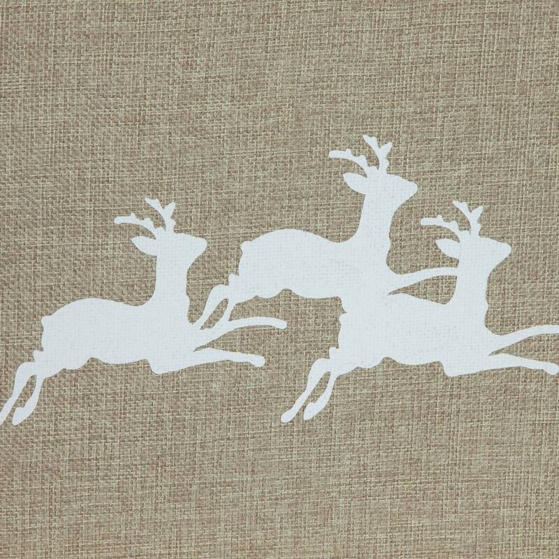 26" Beige Burlap with Reindeer Hexagonal Christmas Tree Collar