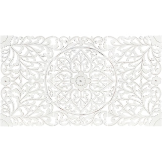 Norma Floral Hand Carved White Wooden 48x28-inch 3-Panel Wall Art