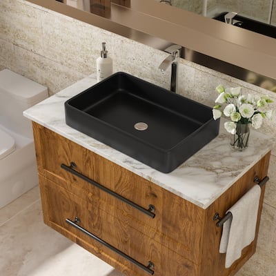 24x16 Inch Modern Rectangular Vessel Bathroom Ceramic Sink,Stain Resistant