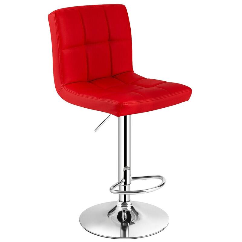Set of 2 Adjustable Height Bar Stool with PU Leather Seat and Swivel Function for Kitchen or Pub - 17.5"L x 20"W x 37" - 45"H