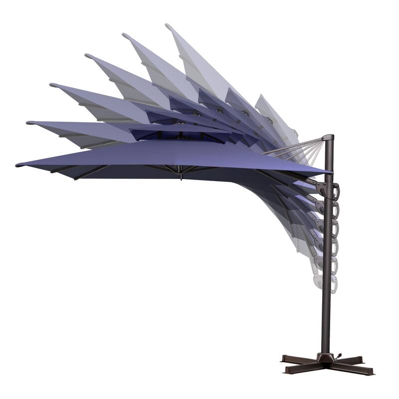 Pellebant 9X11FT Outdoor Dual Top Patio Umbrella Cantilever Offset with Base