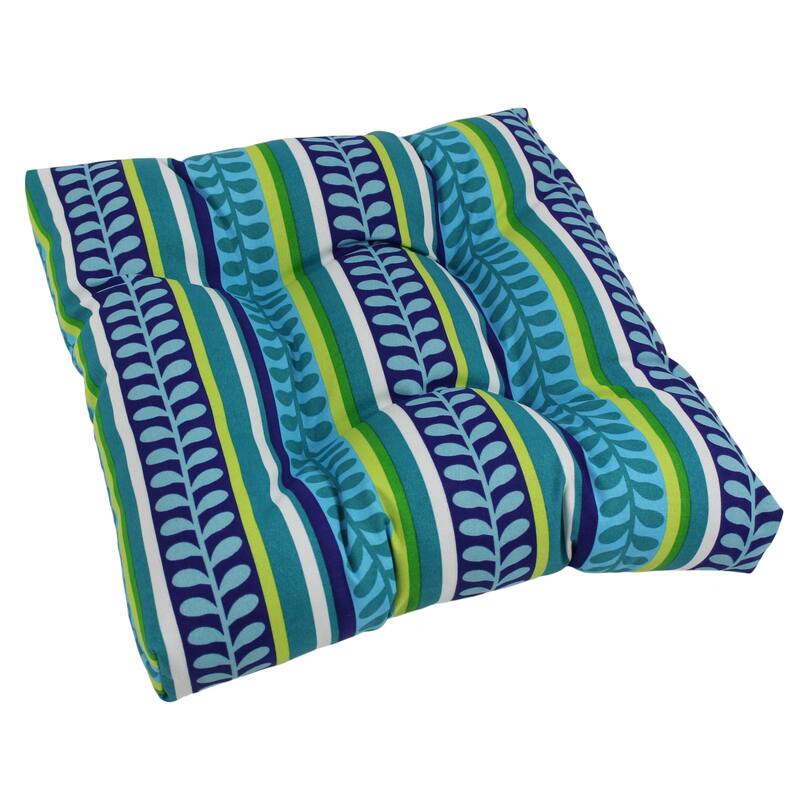 19-inch Square Tufted Indoor/Outdoor Chair Cushion - 19" x 19" - Pike Azure