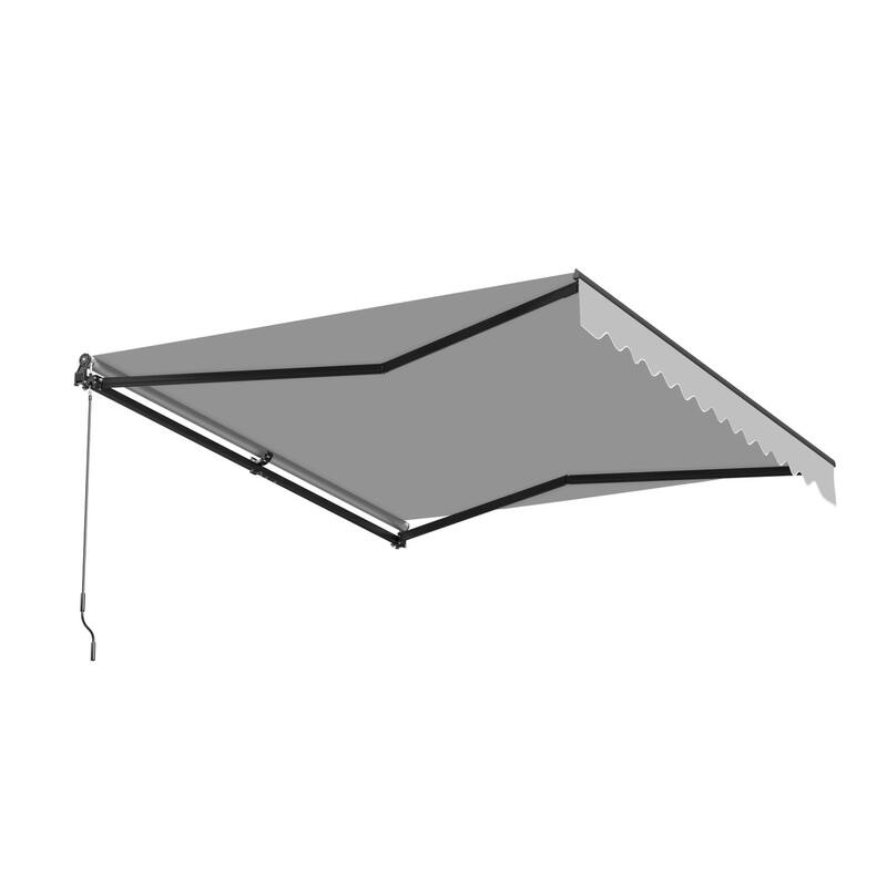 ALEKO Caribbean Motorized Retractable Patio Awning - Black Frame - Silver Gray - 12 x 10 Feet