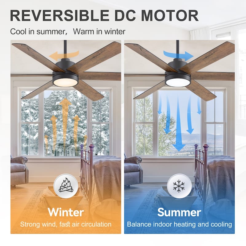 42/48/52/56/60/65-IN LED Ceiling Fan with Light Kit and Remote(5/6/7/8-Blade)