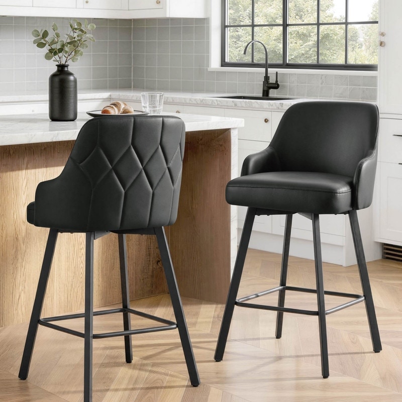 Spruce & Spring Modern Swivel Bar Stools with High Back - N/A