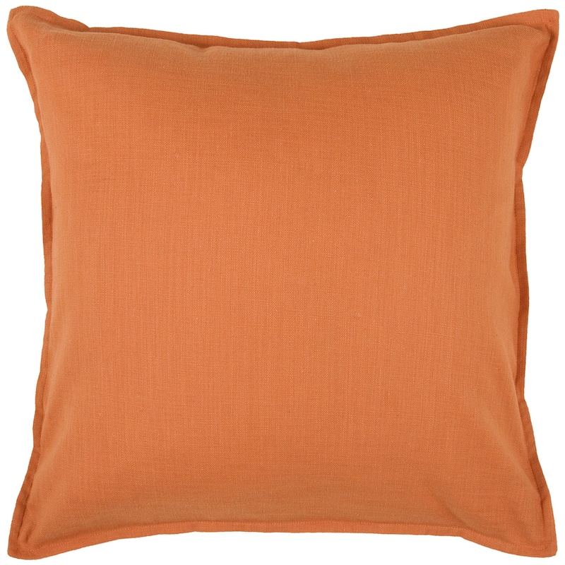 Rizzy Home Cotton Slub Solid Decorative Throw Pillow - Orange - Down