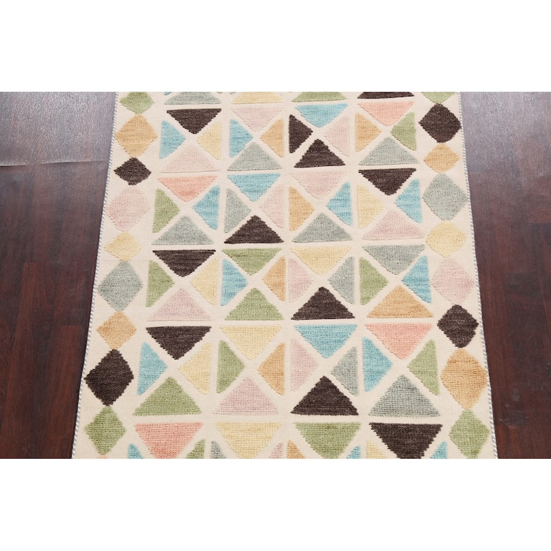 Contemporary Moroccan Oriental Area Rug Wool Handmade Carpet - 4'7" x 6'6"