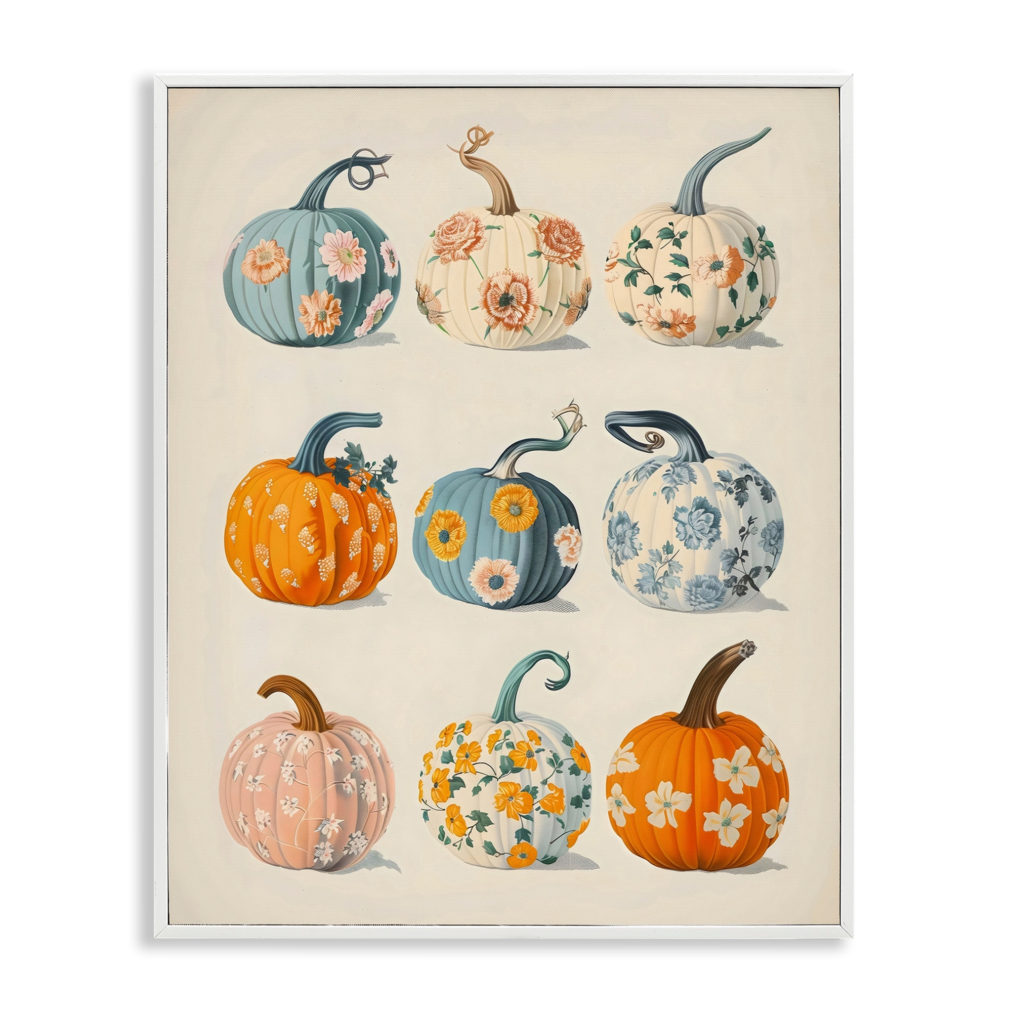 Stupell Patterned Pumpkins Assortment Framed Giclee Art Design By Arlington Prints