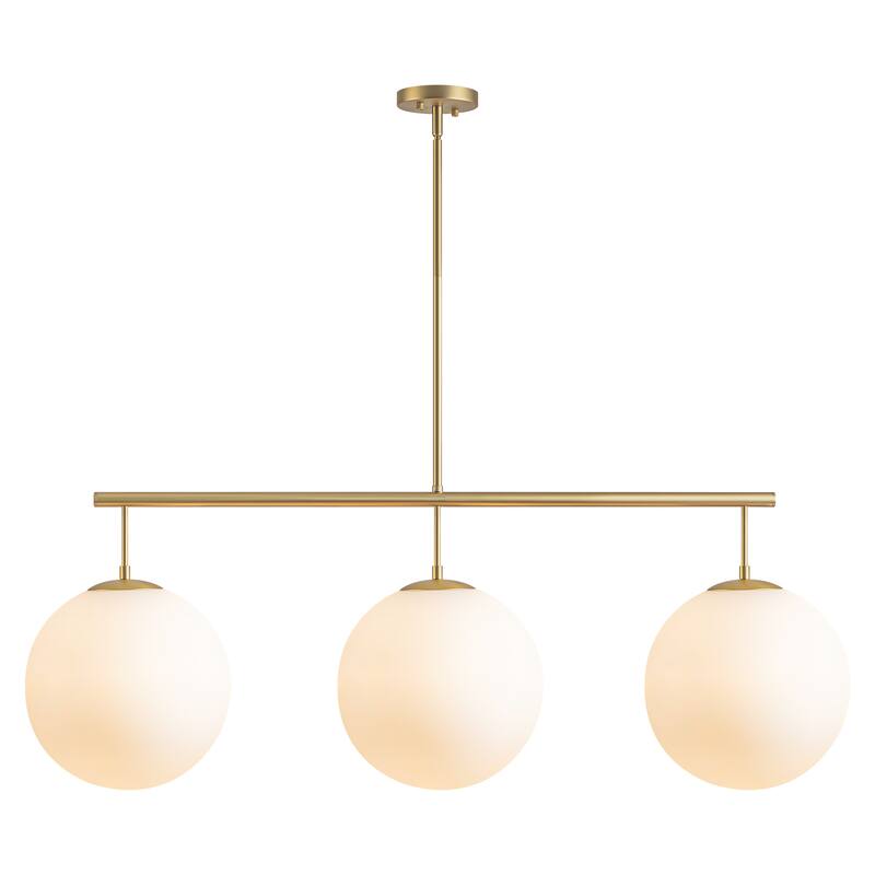 3-Light Modern Gold Linear Glass Globe Bubble Pendant Light Kitchen Island Lighting