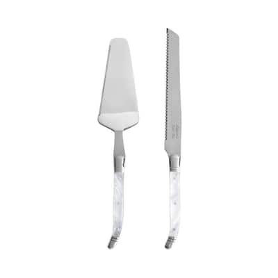 French Home Connoisseur Laguiole 2-Piece Cake and Pie Server Set with Pearl White Handles - N/A