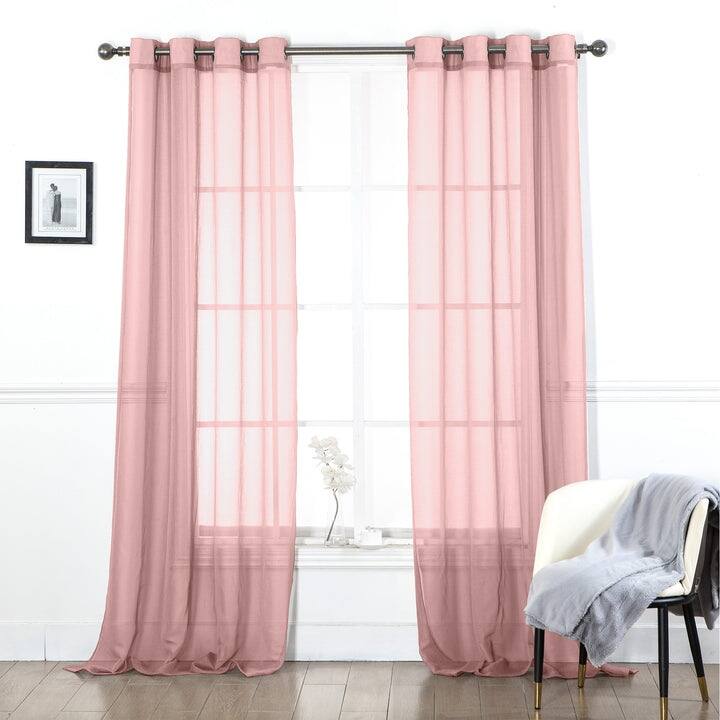 Manhattan Dolly Sheer Grommet Window Curtain Panel, 54x90 Inches - 54 x 90 Inches - Blush