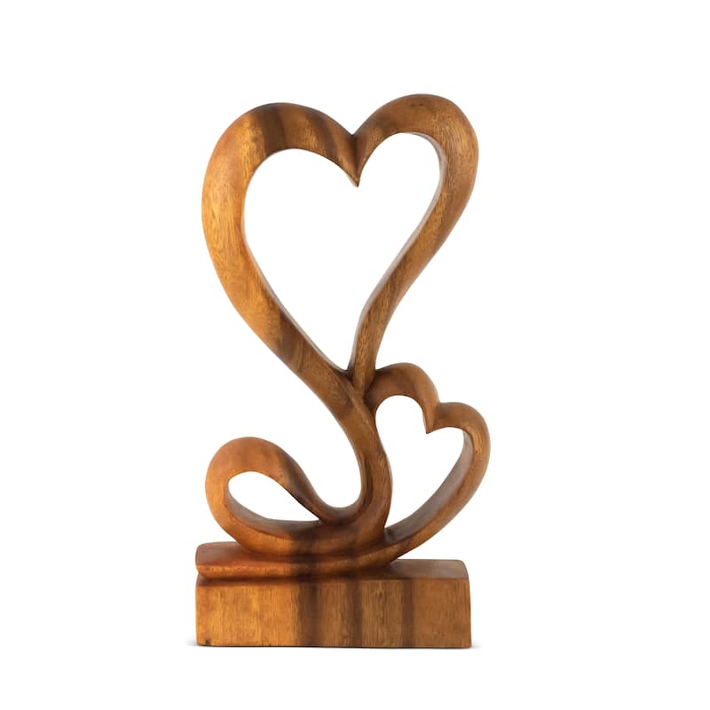 12" Wooden Handmade Abstract Sculpture Statue Handcrafted "Hearts Blossom" Gift Decorative Home Decor Figurine Accent Decoration
