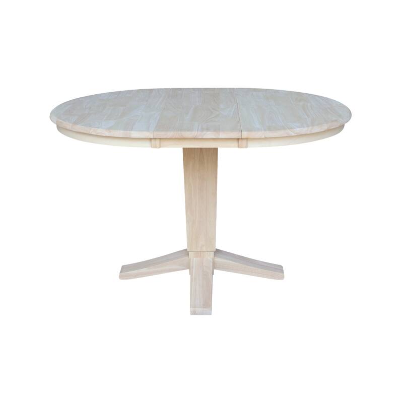 36" Solid Wood Round Top Pedestal Dining Table with 12 in Leaf