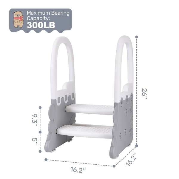 dimension image slide 1 of 2, Toddler Step Stool for Bathroom Sink, Ronipic 2 Step Stools for Kids, Anti-Slip Stool