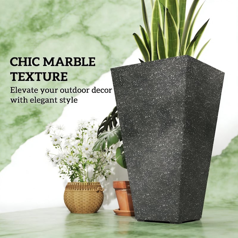 Tall Planters Set of 3, Taper Planters with Drainage Holes for Outdoor Plants