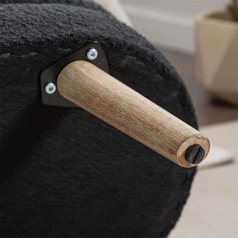 Boucle Fabric Storage Bench Bedroom Bench w/Wood Legs For Living Room