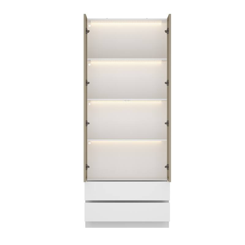 Tall Modular Display Storage Cabinet Bookcase w/Light Home Office