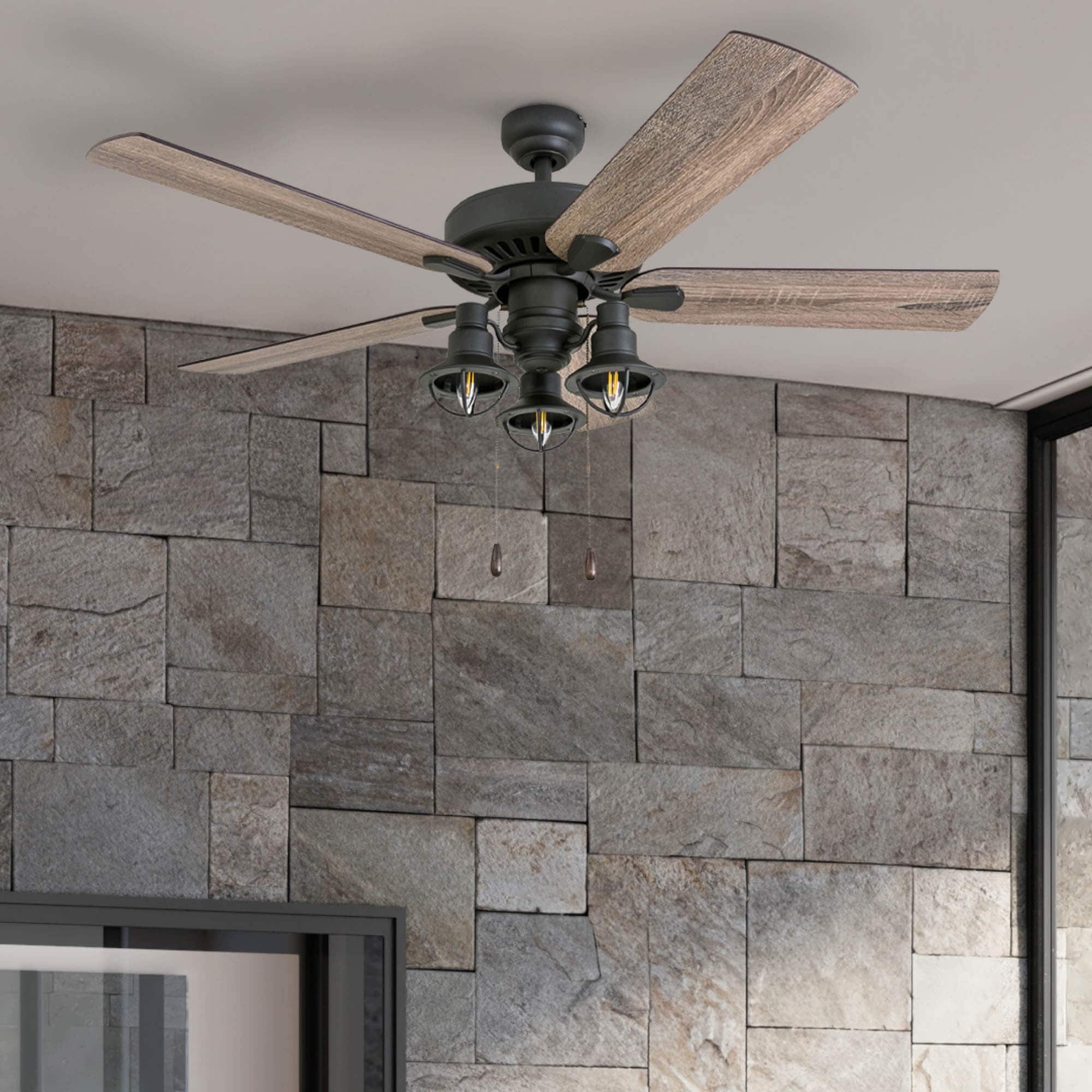 52" The Gray Barn Stormy Grain Aged Bronze Farmhouse LED Ceiling Fan