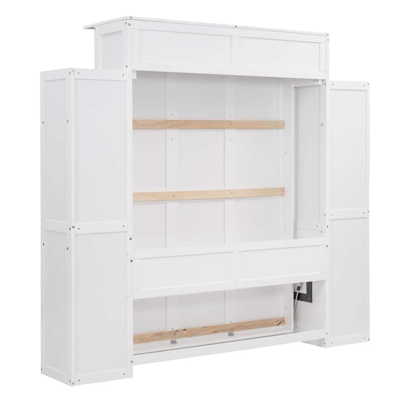 Murphy Bed Wall Bed with Shelves and LED Lights
