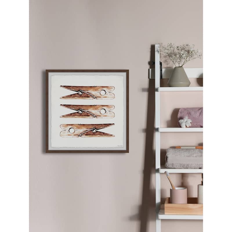 'Wooden Clothespin' Framed Painting Print