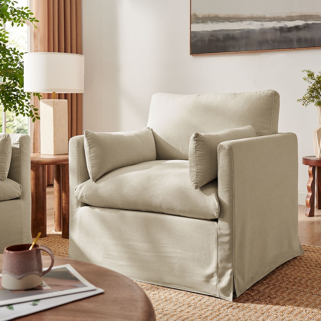 Wellfleet Slipcovered Linen-Blend Armchair