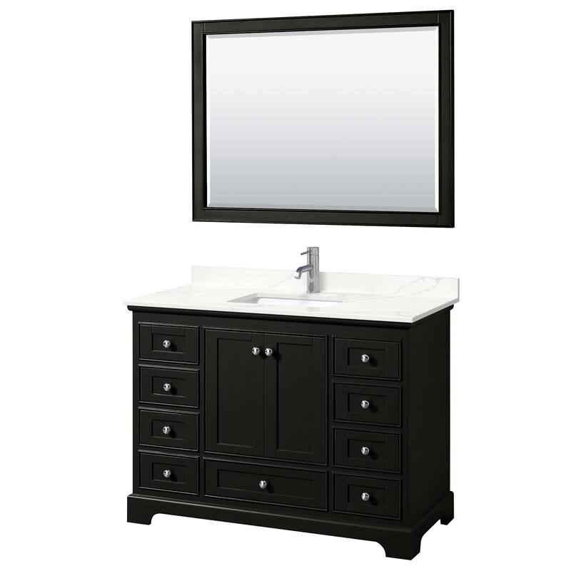 Wyndham Collection WCS202048S-QTZ-UNSM46 Deborah 48" Free Standing - Dark Espresso / Giotto Quartz Top / Polished