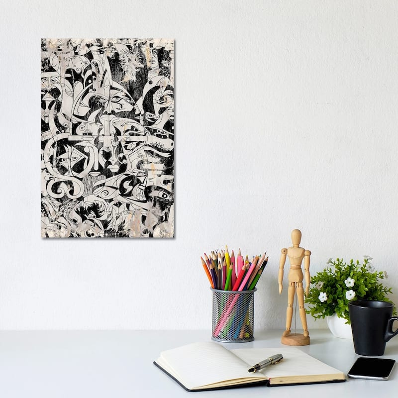 iCanvas "Vikings and Celtic - Khaki" by Koorosh Nejad Canvas Print - 12x8x0.75