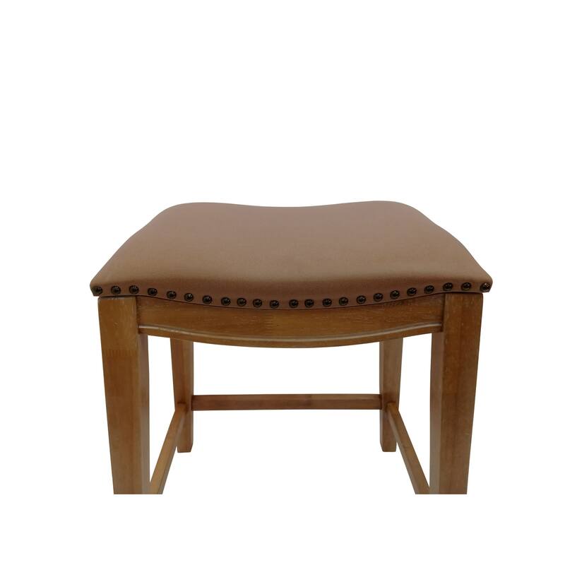 Saddle Counter Stools with Upholstered Seat - 25" - Brown - Set of 2