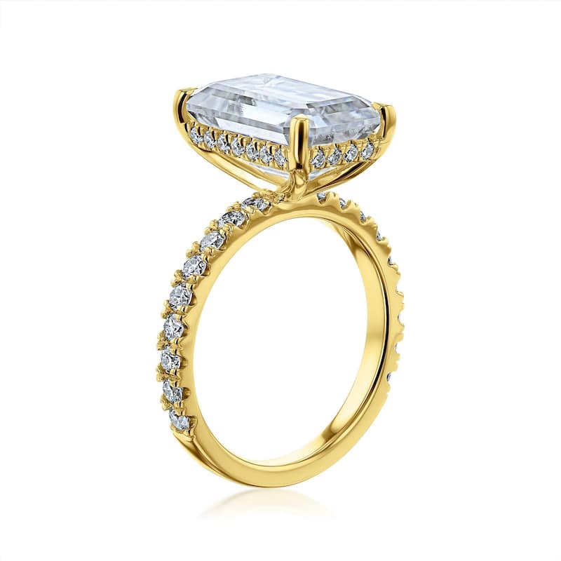 Kobelli Signature Collection Bold Series 5.6 Carats Lab Grown Diamond Certified 14k Solid Gold Emerald-cut Hidden Halo Evie Ring