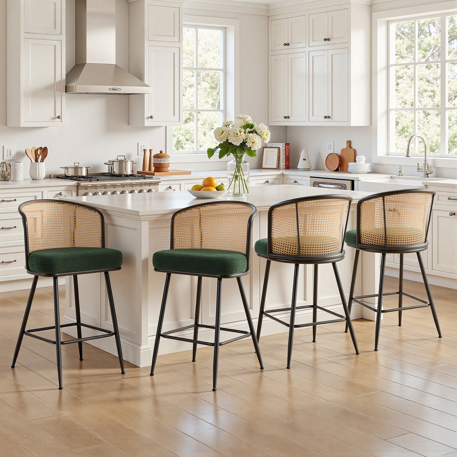 26"/29" Rattan Upholstered Bar Stool /Counter Stools Set of 2/3/4