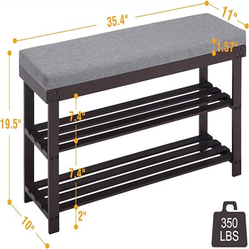 Shoe Rack for Entryway - 35.4"D x 11"W x 19.3"H