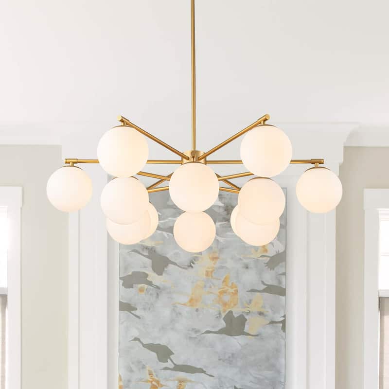 Mid-Century Tiered Milky Glass Globe Sputnik Bubble Ceiling Light