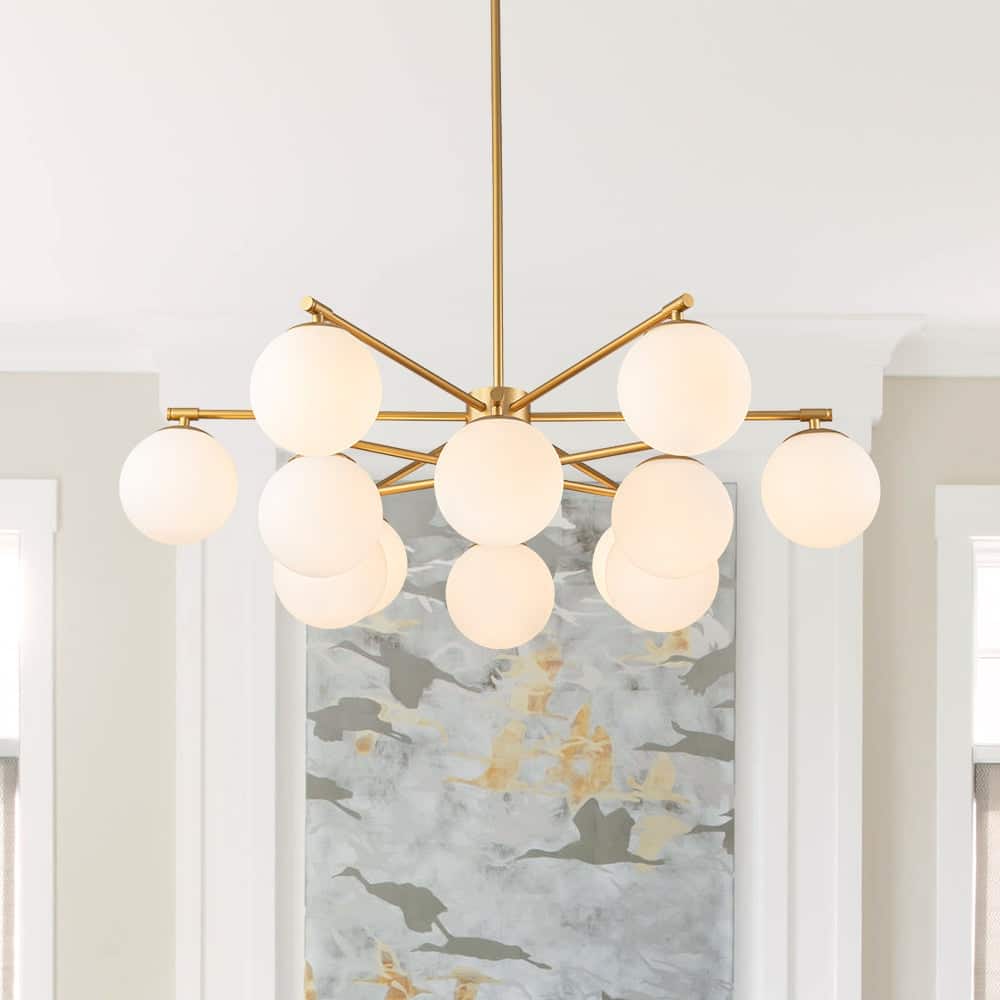 Mid-Century Tiered Milky Glass Globe Sputnik Bubble Ceiling Light