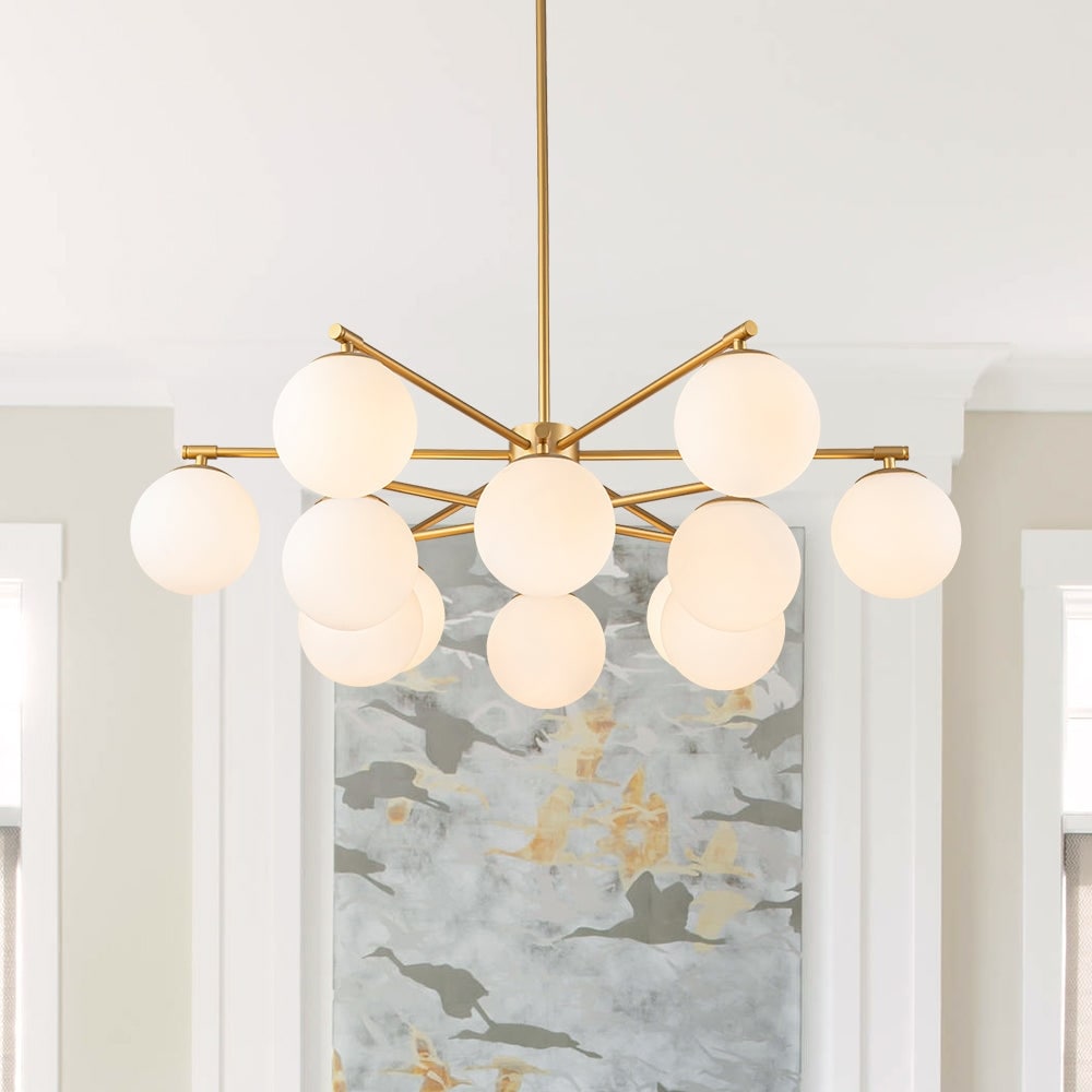 Mid-Century Tiered Milky Glass Globe Sputnik Bubble Ceiling Light