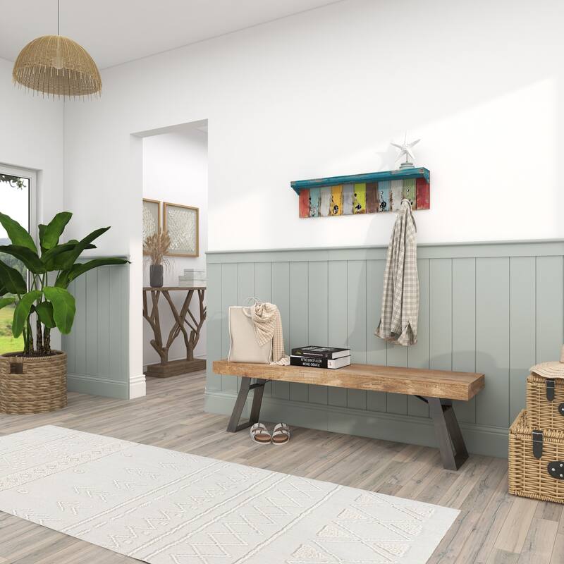 Multi Colored Wood 10 Hangers Wall Hook - 35 x 5 x 9