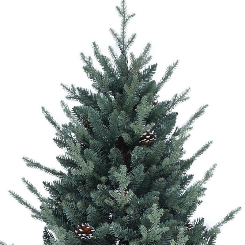6/7.5FT Pre-Decorated Artificial Hinged Holiday Xmas Tree with 51 Pine Cones