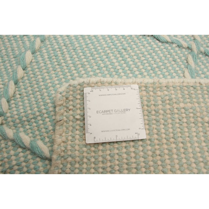 ECARPETGALLERY Braid weave Sienna Green Wool Rug - 5'5 x 7'6