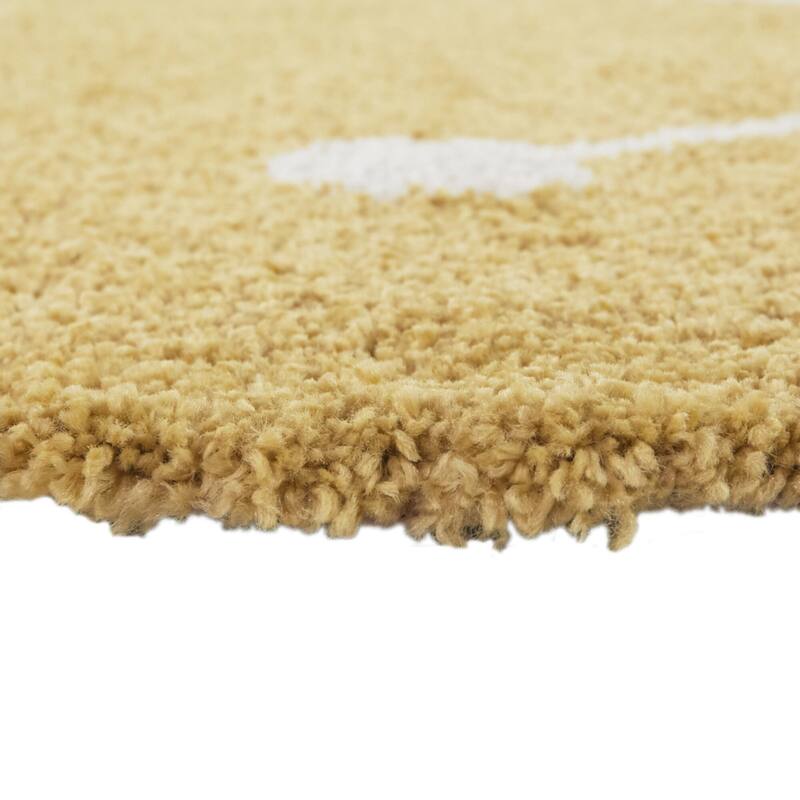 Mod-Tod Smiley Face Emoji Kids Shag Area Rug - 5'3" Round