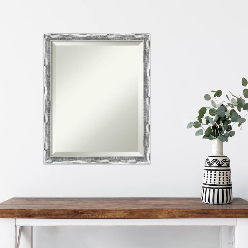Beveled Wall Mirror - Scratched Wave Chrome Frame - Scratched Wave Chrome