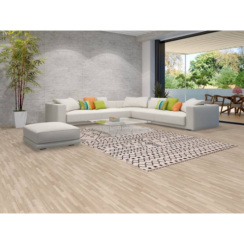 Ivory Trellis Moroccan Area Rug Hand-Knotted Wool Carpet - 7'0"x 10'4"