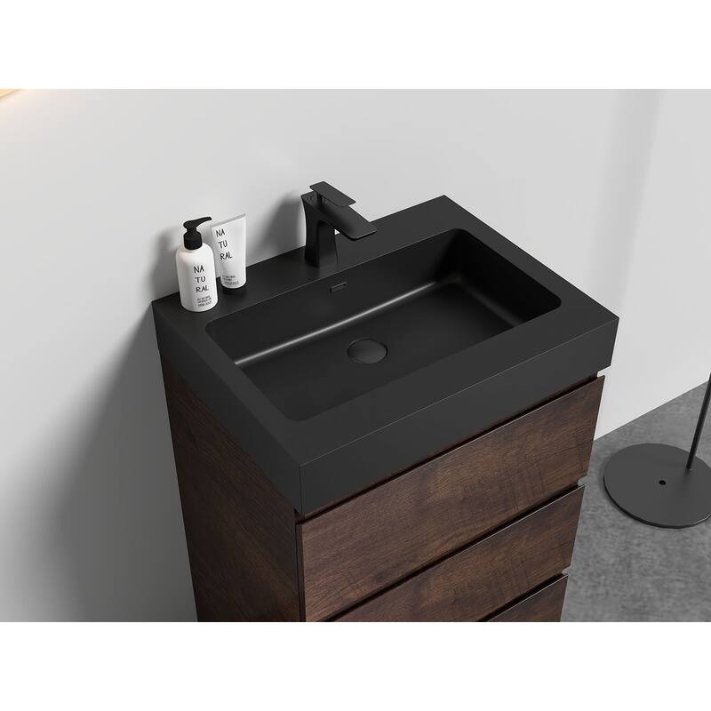 GDFStudio - Ethan Modern Integrated Quartz Bathroom Basin with Minimalist Architecture