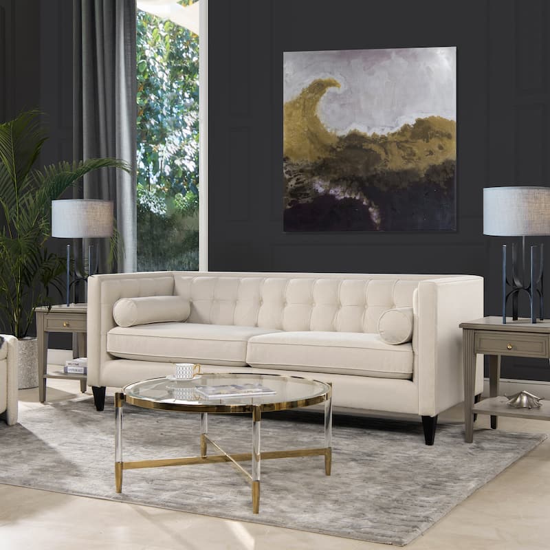 Jack 84" Mid-Century Modern Tuxedo Sofa with Bolster Pillows