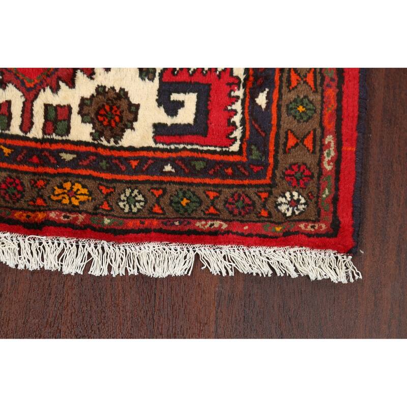 Tribal Geometric Hamedan Persian Area Rug Handmade Wool Carpet - 3'1" x 4'11"