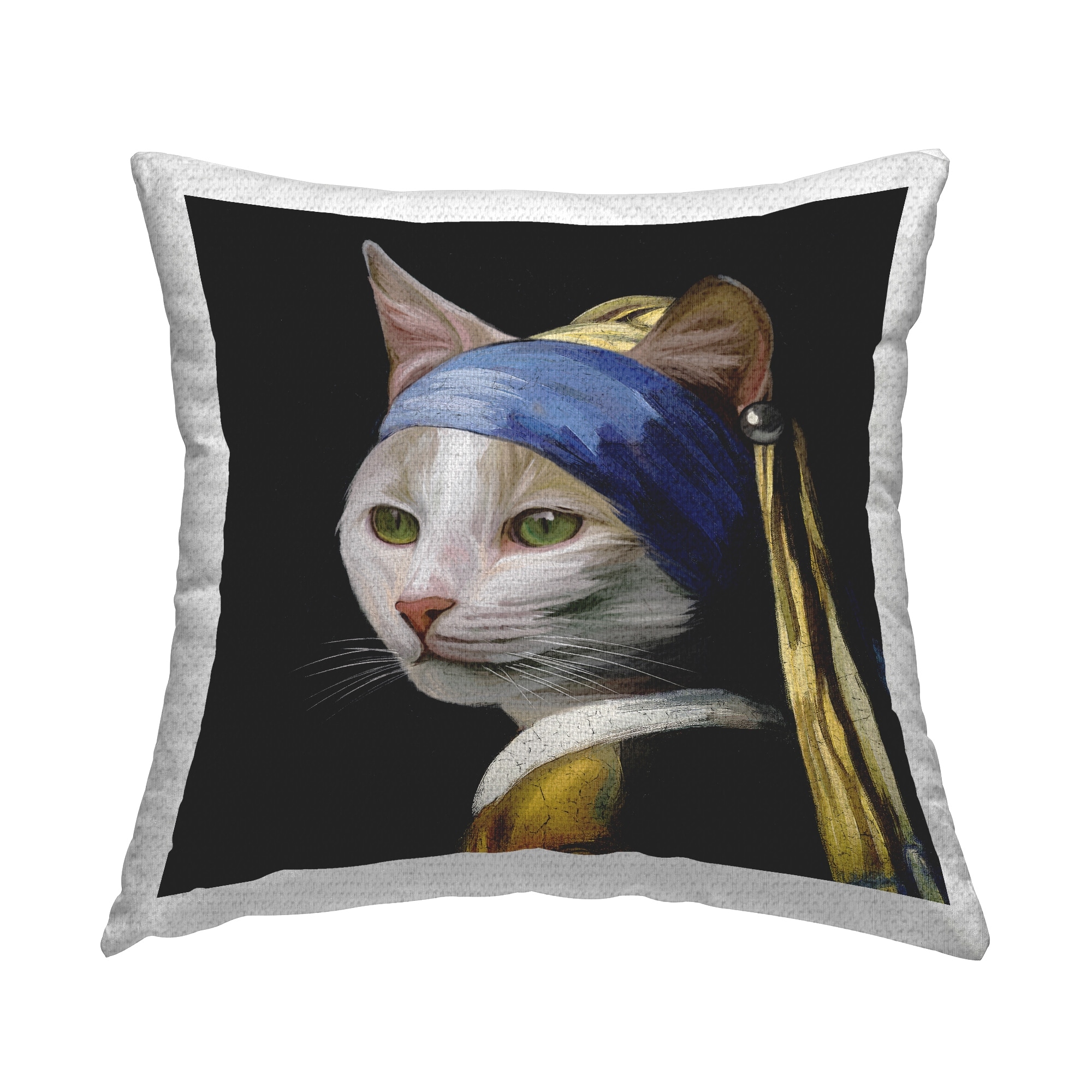 Stupell Funny Cat Classic Portrait Printed Outdoor Throw Pillow Design by Elephant Stock
